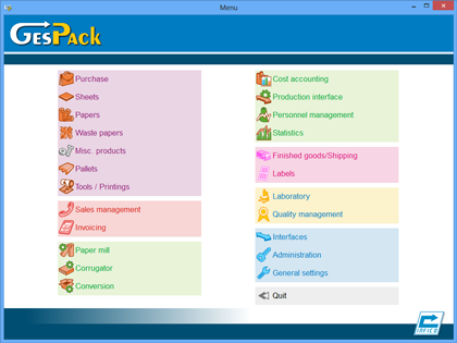 GesPack ERP main menu {PNG}